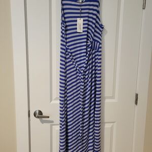 Side tie Maternity Maxi Dress Blue/Flint
